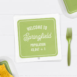 Stadt Begrüßung Bevölkerung Grüne Babydusche Serviette