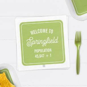 Stadt Begrüßung Bevölkerung Grüne Babydusche Serviette