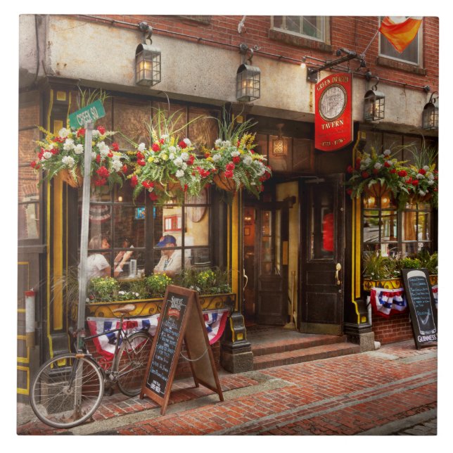 Stadt - Boston MA - die grüner Drache-Taverne Fliese (Vorderseite)