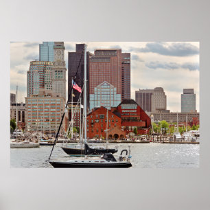 Stadt - Boston Ma - Hafenpromenade Skyline Poster