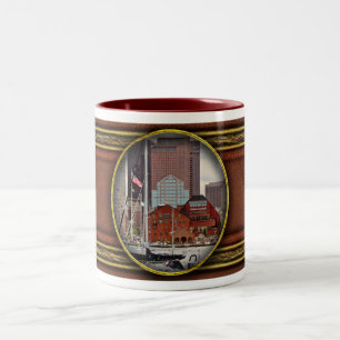 Stadt - Boston Ma - Hafenpromenade Skyline Zweifarbige Tasse