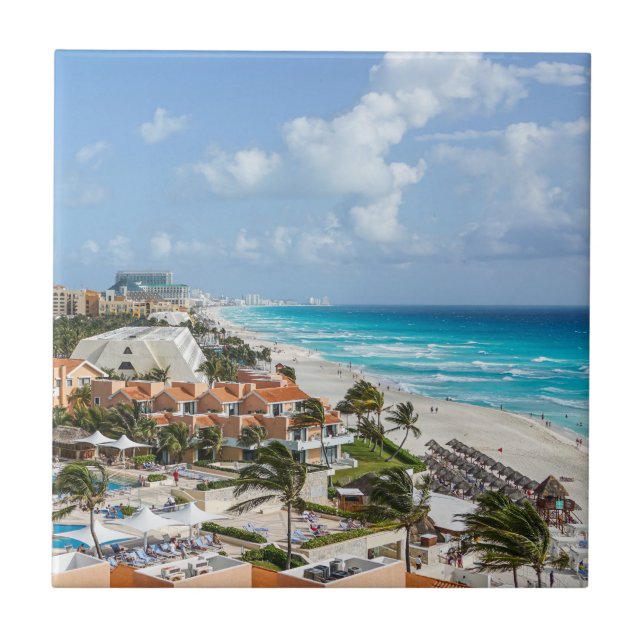 Stadt Cancun am Strand Fliese (Vorderseite)