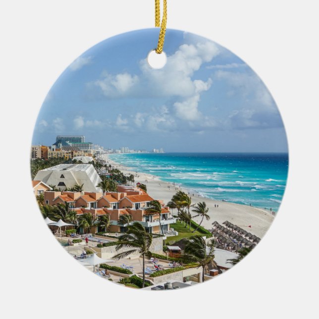 Stadt Cancun am Strand Keramik Ornament (Vorne)