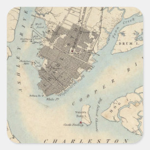 Stadt Charleston, South Carolina Quadratischer Aufkleber