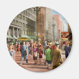 Stadt - Chicago - Einkaufsmengen 1940 Magnet