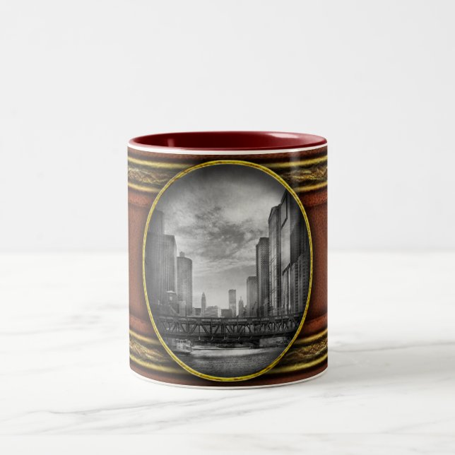 Stadt - Chicago, IL - Blick in die Zukunft BW Zweifarbige Tasse (Mittel)