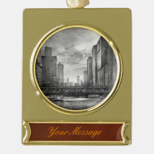 Stadt - Chicago, IL - Blick in die Zukunft SW Banner-Ornament Gold