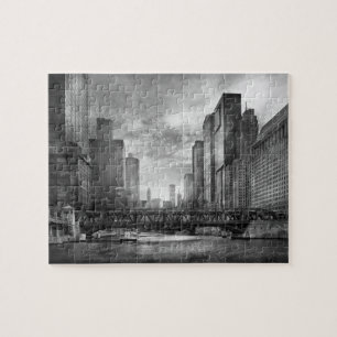 Stadt - Chicago, IL - Blick in die Zukunft SW Puzzle