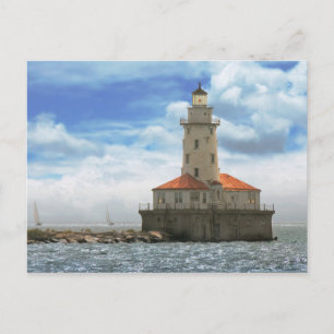 Stadt - Chicago IL - Chicago Hafen Leuchtturm Postkarte