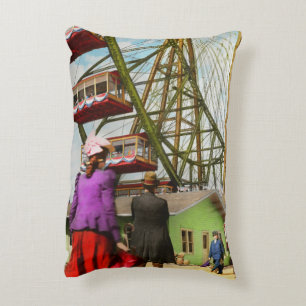 Stadt - Chicago, IL - Das erste Riesenrad 1893 Dekokissen