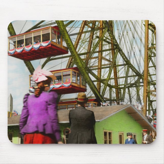 Stadt - Chicago,IL - Das erste Riesenrad 1893 Mousepad (Vorne)