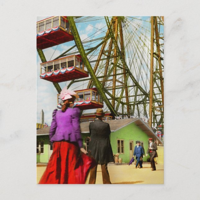 Stadt - Chicago,IL - Das erste Riesenrad 1893 Postkarte (Vorderseite)