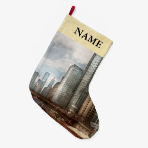 Stadt - Chicago, IL - Eine neue Stadt aufbauen Großer Weihnachtsstrumpf