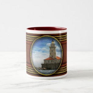 Stadt - Chicago IL - Leuchtturm in Chicago Zweifarbige Tasse