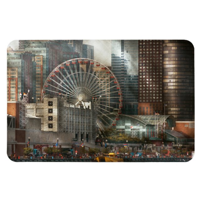 Stadt - Chicago, IL - Luftdruck Magnet (Horizontal)