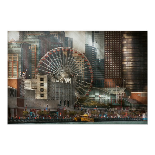 Stadt - Chicago, IL - Luftdruck Poster (Vorderseite)