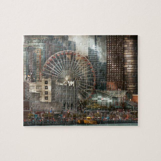Stadt - Chicago, IL - Luftdruck Puzzle (Horizontal)