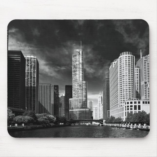 Stadt - Chicago IL - Trump Tower BW Mousepad (Vorne)