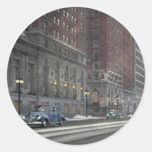 Stadt - Chicago, IL - Winterzeit in Chicago 1942 Runder Aufkleber