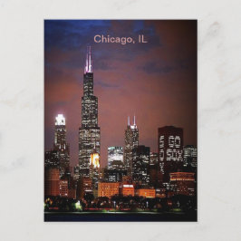 Stadt Chicago Illinois Night Skyline Postkarte