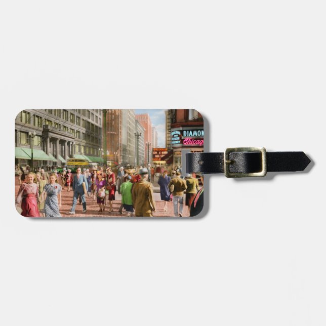 Stadt - Chicago - Shopping Crowds 1940 Gepäckanhänger (Vorderseite horizontal)