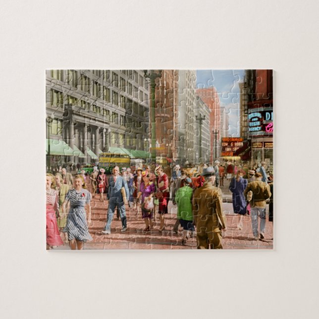 Stadt - Chicago - Shopping Crowds 1940 Puzzle (Horizontal)
