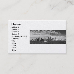 Stadt - Chicago Skyline & The Navy Pier BW Visitenkarte