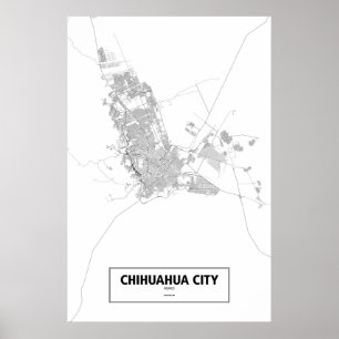 Stadt Chihuahua, Mexiko (schwarz auf weiß) Poster