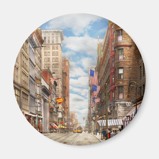 Stadt - Cincinnati, OH - Vierte und Race St 1908 Magnet (Vorne)