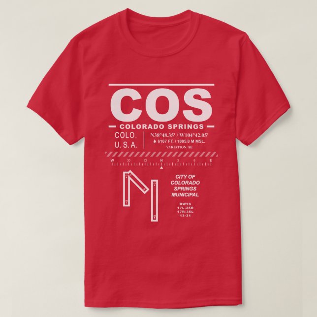 Stadt Colorado Springs Municipal Flughafen COS T-Shirt (Design vorne)