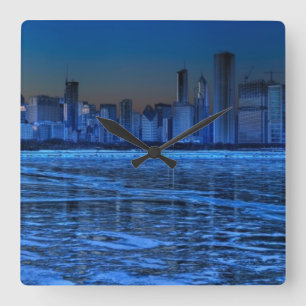 Stadt der breiter Schultern und des Michigansees Quadratische Wanduhr