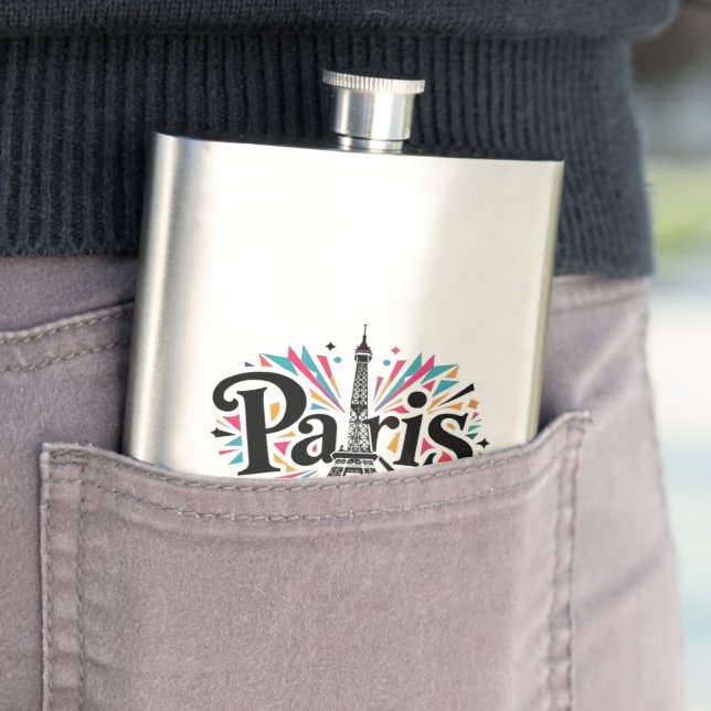 Stadt der Lichter: Bold Paris Typografy Art Flachmann (Beispiel)
