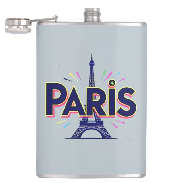 Stadt der Lichter: Bold Paris Typografy Art Flachmann (Geöffnet)