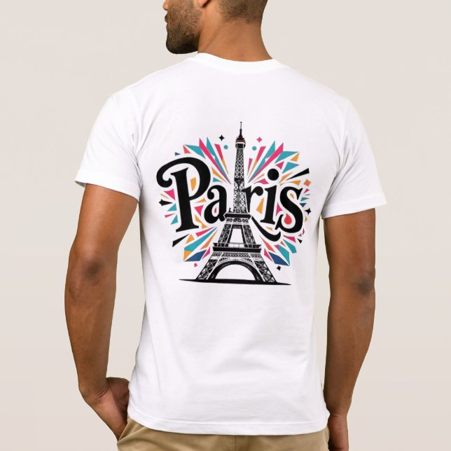 Stadt der Lichter: Bold Paris Typografy Art T-Shirt (Rückseite)