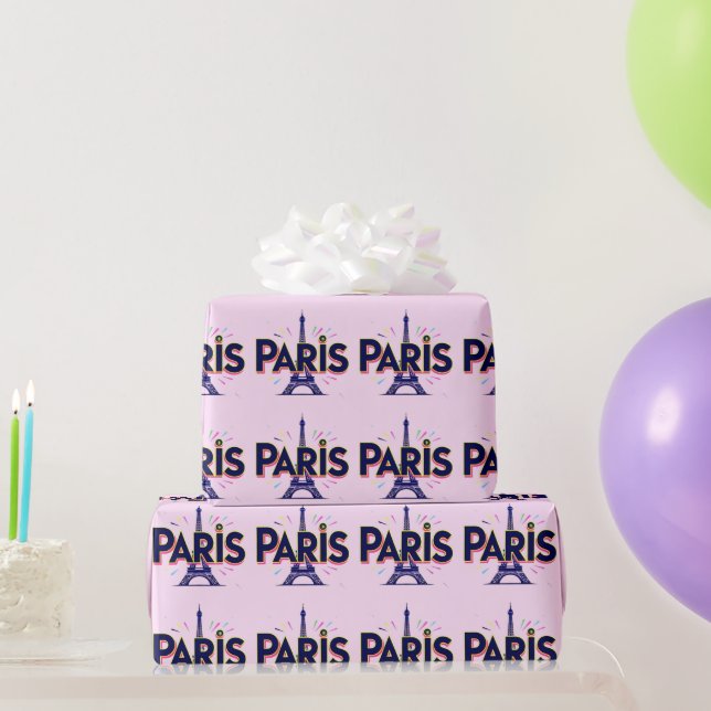 Stadt der Lichter: Kühne Pariser Typografie-Kunst Geschenkpapier (Partygeschenke)