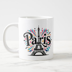 Stadt der Lichter: Kühne Pariser Typografie-Kunst Jumbo-Tasse