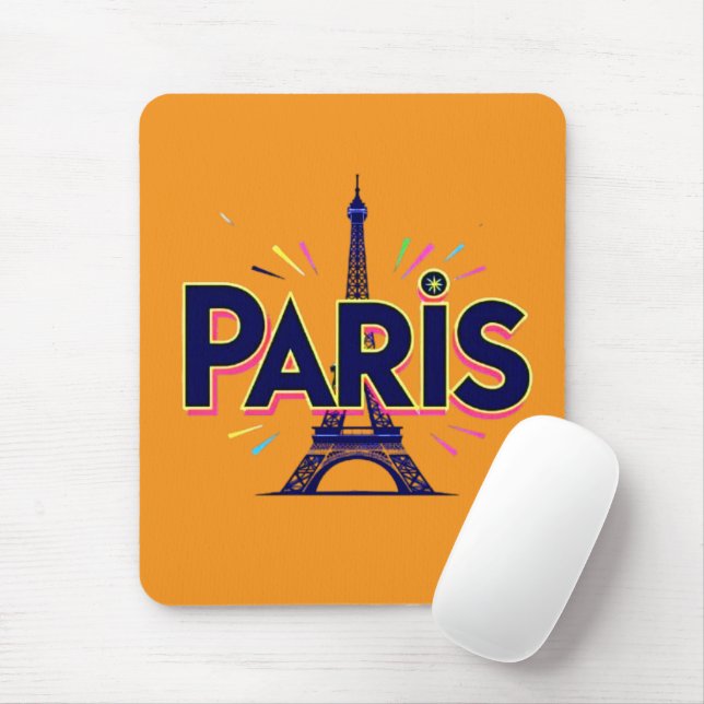 Stadt der Lichter: Kühne Pariser Typografie-Kunst Mousepad (Mit Mouse)