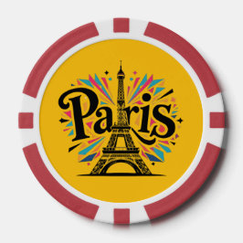 Stadt der Lichter: Kühne Pariser Typografie-Kunst Pokerchips