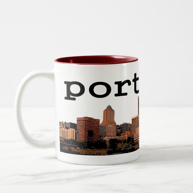 Stadt der Portland-Kaffee-Tasse Zweifarbige Tasse (Links)