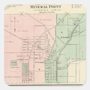 Stadt des Mineralpunktes und Dorf von Dodgeville Quadratischer Aufkleber