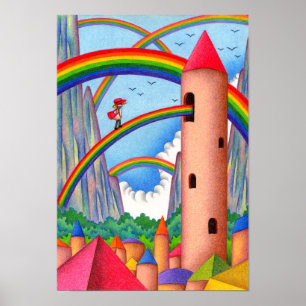 Stadt des siebenfarbigen Regenbogens. Poster