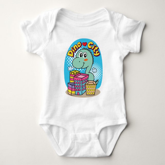 Stadt Dino Baby Strampler (Vorderseite)
