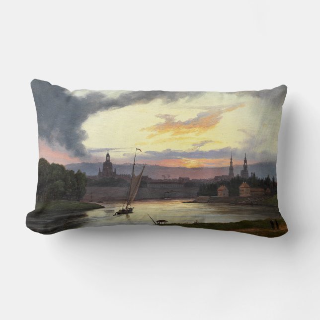 Stadt Dresden bei Sunset (deutsche Landschaft) Lendenkissen (Vorderseite)