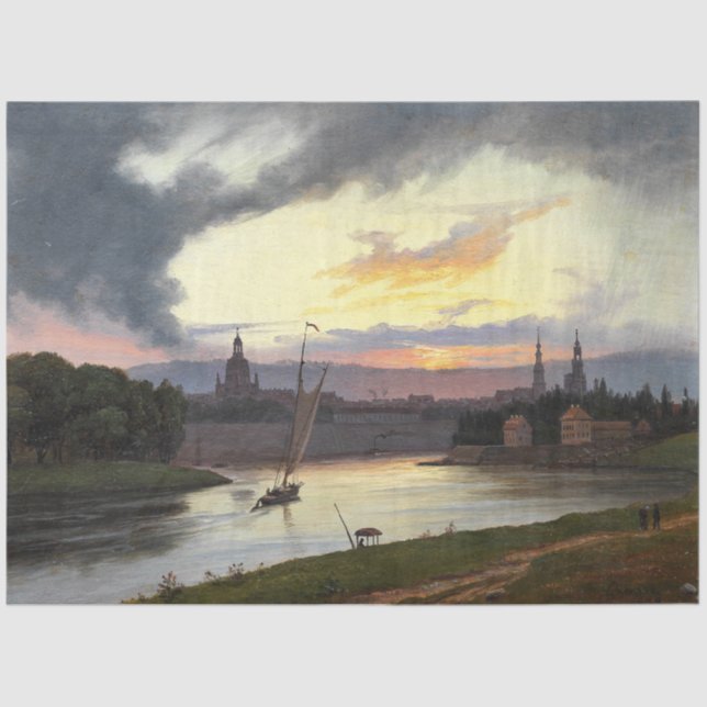 Stadt Dresden bei Sunset (deutsche Landschaft) Seidenpapier (Vorderseite)