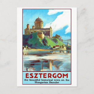 Stadt Esztergom an der Donau, Ungarn, Vintag Postkarte