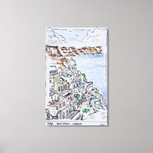 Stadt Fira   Insel Santorini, Griechenland Leinwanddruck