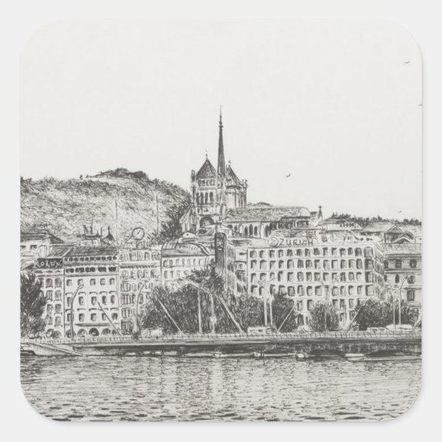 Stadt Genf 2011 Quadratischer Aufkleber (Vorderseite)