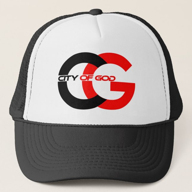 Stadt Gottes Jumbo Logo Trucker Hat Truckerkappe (Vorderseite)