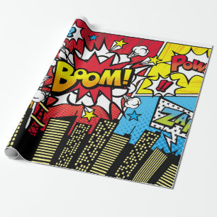 Stadt Hintergrundmaterial mit Comic-Art-Stil Sprec Geschenkpapier