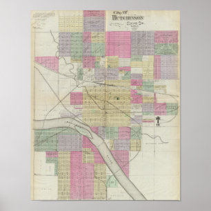 Stadt Hutchinson, Landkreis Reno, Kansas Poster